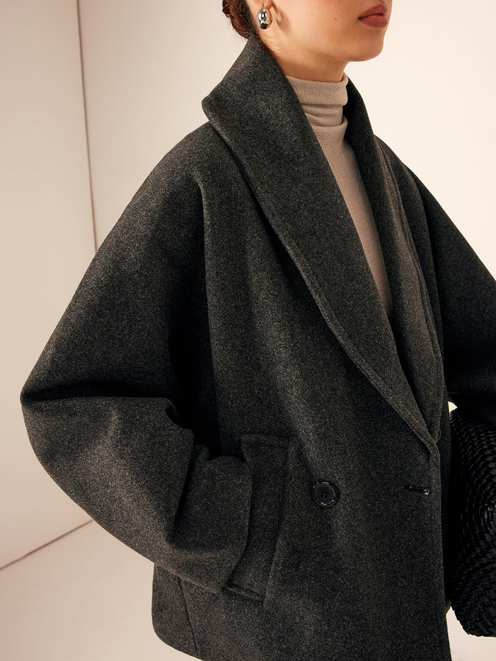 Damen Tweed Mantel lang mit Taschen | Eleganter Wintermantel mit lockerem Schnitt und langen Ärmeln für Alltag und Büro