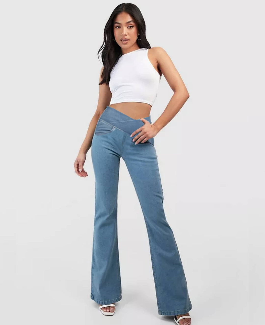 Damen High-Waist Stretch Jeans | Formender, verstellbarer Bund | Bequemer Sitz für jeden Tag | Vielseitig zu Sneakern &amp; Heels