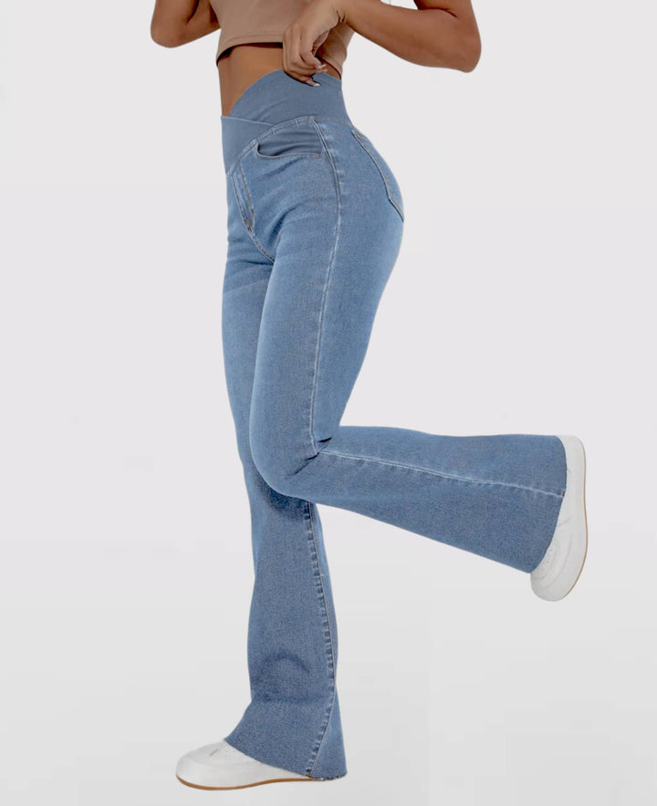 Damen High-Waist Stretch Jeans | Formender, verstellbarer Bund | Bequemer Sitz für jeden Tag | Vielseitig zu Sneakern &amp; Heels