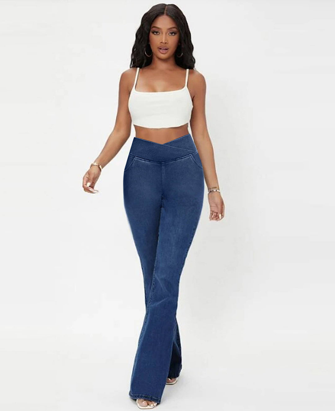 Damen High-Waist Stretch Jeans | Formender, verstellbarer Bund | Bequemer Sitz für jeden Tag | Vielseitig zu Sneakern &amp; Heels