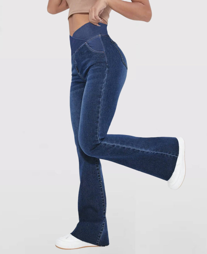 Damen High-Waist Stretch Jeans | Formender, verstellbarer Bund | Bequemer Sitz für jeden Tag | Vielseitig zu Sneakern &amp; Heels