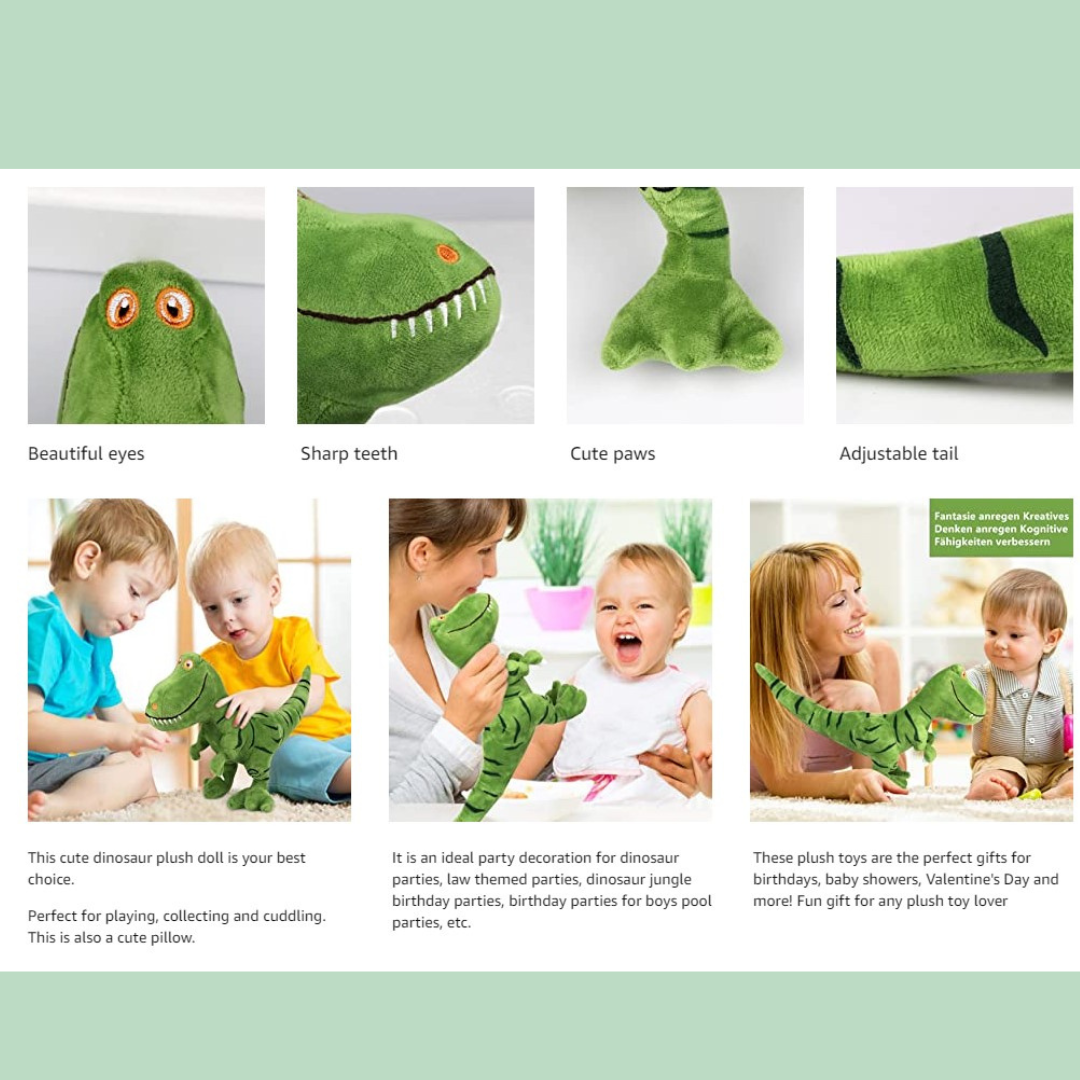 Dinosaurier Kuscheltier | Weicher T-Rex Plüschdino zum Kuscheln, Spielen und als Schlafbegleiter für Kinder