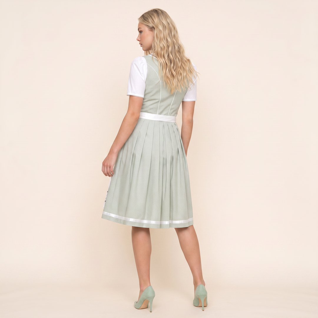 Damen Dirndl | 2-teiliges Trachtenkleid mit Schnürmieder, Reißverschluss und Doppelschürze