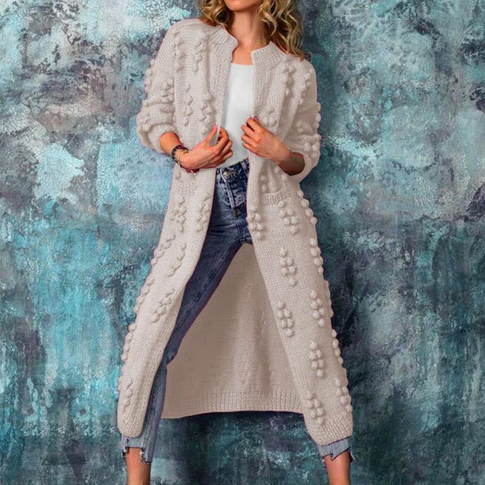 Damen lange Strickjacke im Trenchstil | Weicher, wärmender Long Cardigan mit fließendem Schnitt für Herbst und Winter