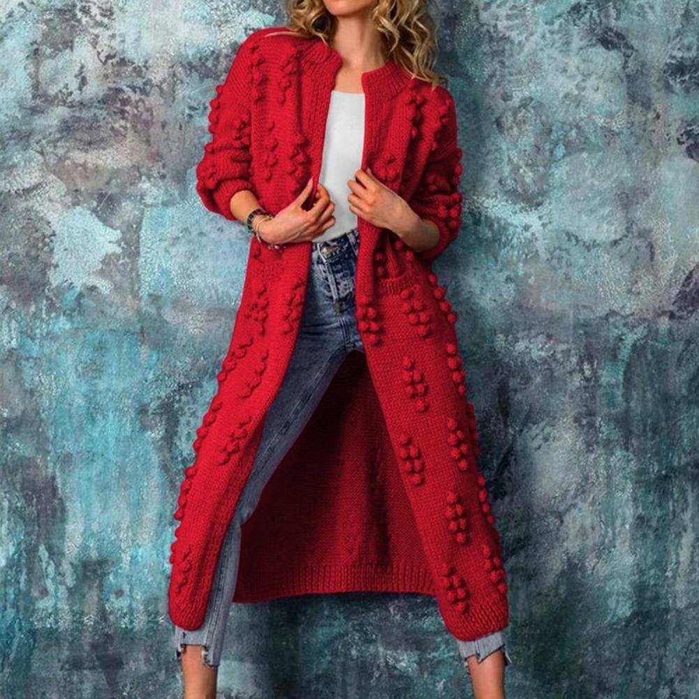 Damen lange Strickjacke im Trenchstil | Weicher, wärmender Long Cardigan mit fließendem Schnitt für Herbst und Winter