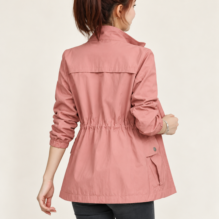 Damen leichte Übergangsjacke mit Reißverschluss | Windabweisende Freizeitjacke mit dünnem Stoff für Frühling, Herbst und milde Tage