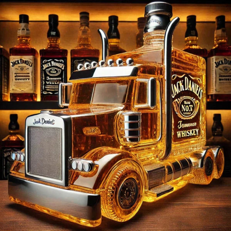 Bouteille de whisky en forme de camion (tracteur routier) | Carafe en verre pour bar et salle d’homme | Cadeau pour routiers et amateurs de whisky