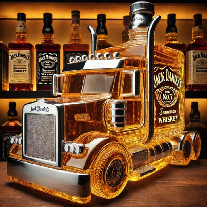 Bouteille de whisky en forme de camion (tracteur routier) | Carafe en verre pour bar et salle d’homme | Cadeau pour routiers et amateurs de whisky