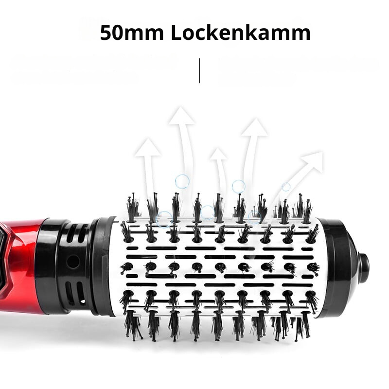 Rotierende Haartrocknerbürste mit 2 Aufsätzen | 360° Rotation beidseitig | 3 Temperaturstufen (heiß/warm/kalt) | Für trockenes &amp; nasses Haar