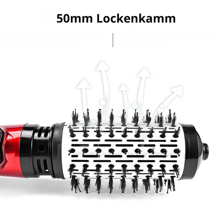 Rotierende Haartrocknerbürste mit 2 Aufsätzen | 360° Rotation beidseitig | 3 Temperaturstufen (heiß/warm/kalt) | Für trockenes &amp; nasses Haar