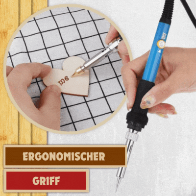 Set de pyrogravure 60W avec régulation de température 200–450°C | 28 pointes pour bois et cuir | Pour bricolage, déco et gravures