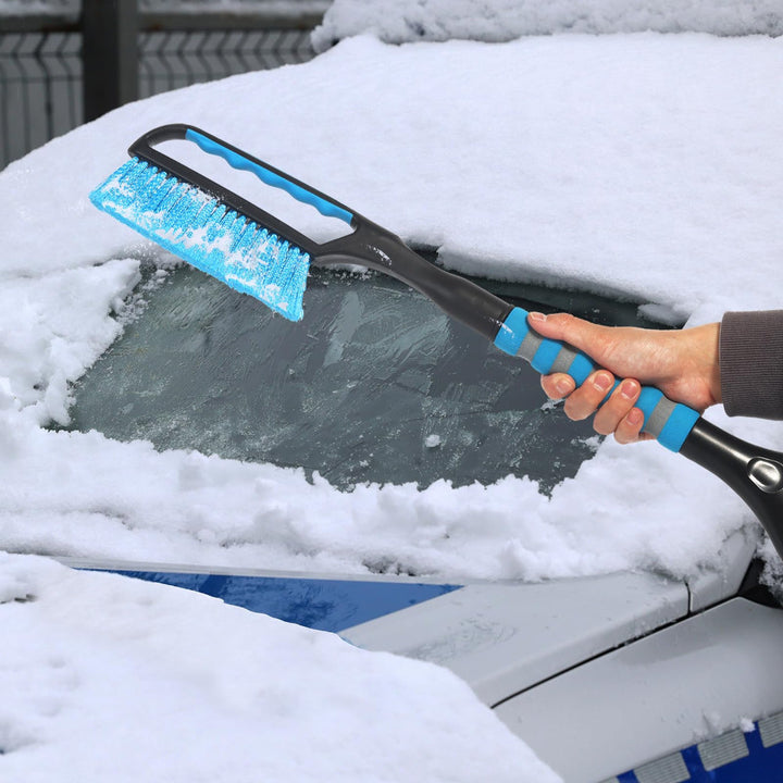 Auto Schneebürste mit Eiskratzer | 2-in-1 Schneebesen mit langem Griff, breitem Bürstenkopf und rutschhemmender Grifffläche für den Winter