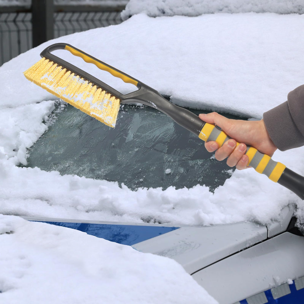 Auto Schneebürste mit Eiskratzer | 2-in-1 Schneebesen mit langem Griff, breitem Bürstenkopf und rutschhemmender Grifffläche für den Winter