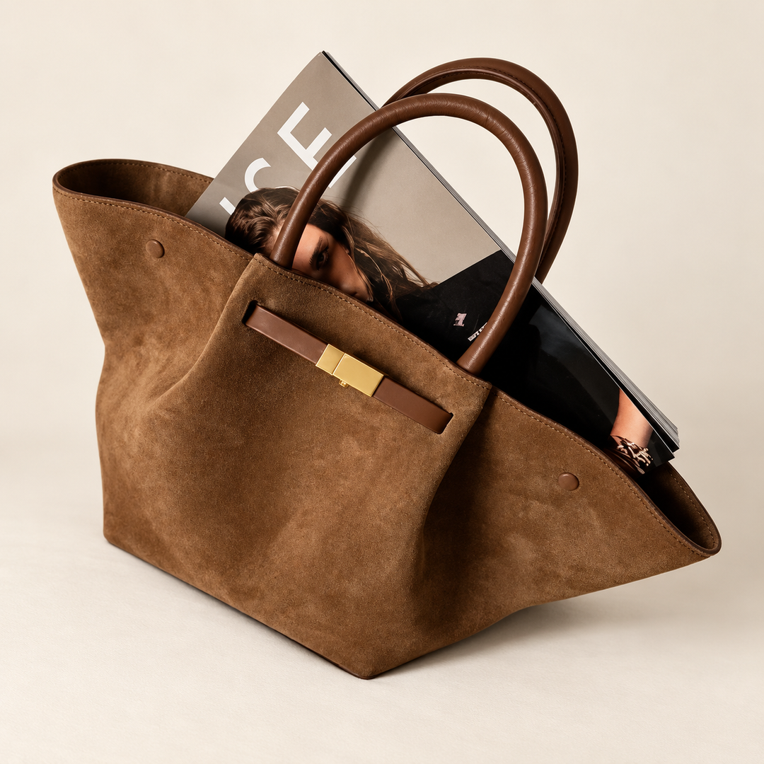 Damen Handtasche | Strukturierte Tote Bag mit Magnetverschluss, Tragegriffen und verstellbarem Schulterriemen für Büro und Alltag