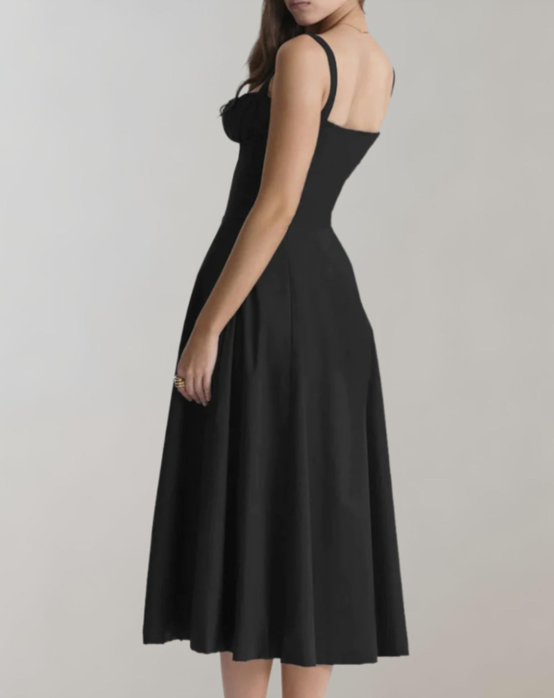 Midi-Kleid Damen mit Korsett &amp; Blumenmuster | Spaghettiträger, Kordelzug | Beinschlitz, luftig | Sommerkleid für Events