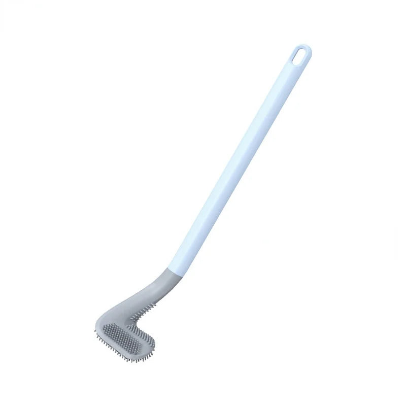 Silikon-Toilettenbürste mit flexiblem Dreieckkopf | WC-Bürste mit selbstklebender Wandhalterung für hygienische Reinigung