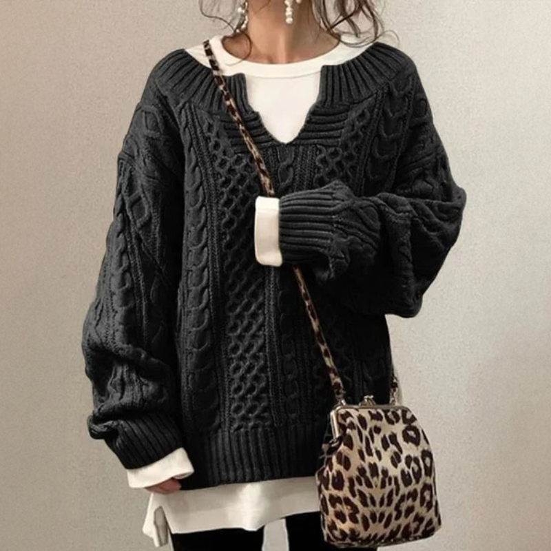 Damen Grobstrickpullover | Locker geschnittener Oversize-Pullover mit weichem Tragegefühl und elastischer Passform