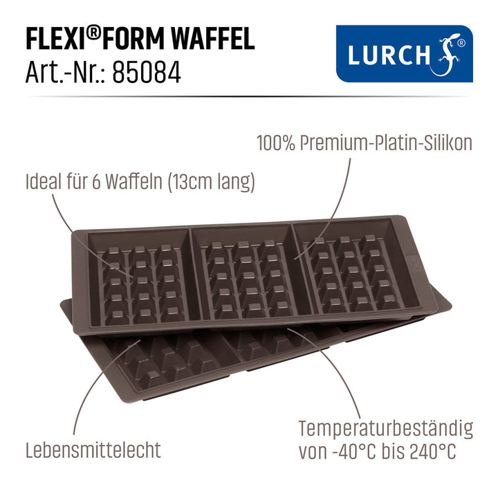 Silikon Waffelform 2er Set | LURCH FlexiForm für 6 Waffeln gleichzeitig | Antihaft Backform für Backofen und Mikrowelle