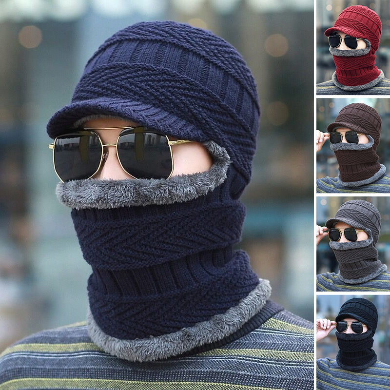 Winter beanie with mask | Thickened &amp; lined | Knit hat with neck protection