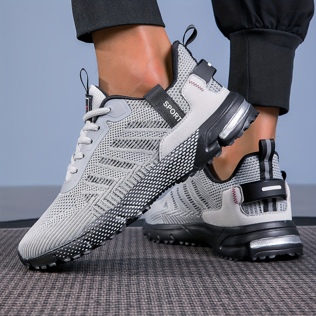 Herren Laufschuhe ultraleicht | Atmungsaktives Mesh | Flexible, stoßdämpfende Sohle | Schnürung | Für Sport, Outdoor &amp; Alltag