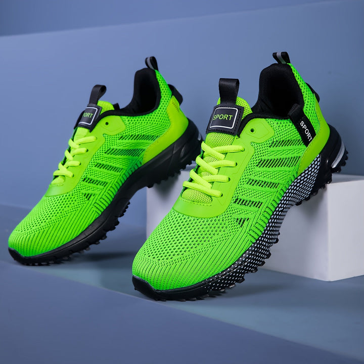 Herren Laufschuhe ultraleicht | Atmungsaktives Mesh | Flexible, stoßdämpfende Sohle | Schnürung | Für Sport, Outdoor &amp; Alltag