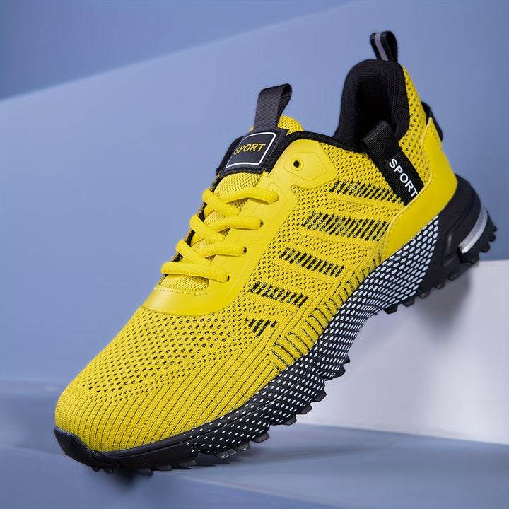 Herren Laufschuhe ultraleicht | Atmungsaktives Mesh | Flexible, stoßdämpfende Sohle | Schnürung | Für Sport, Outdoor &amp; Alltag
