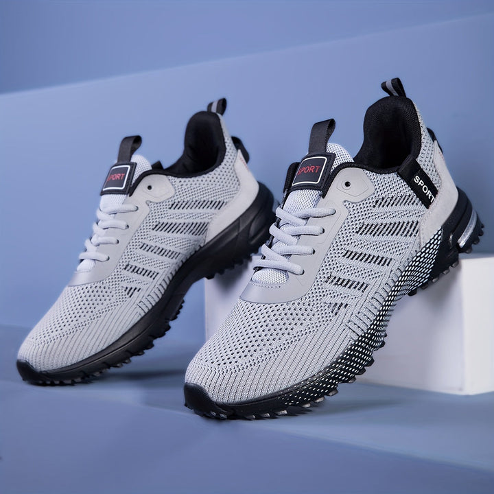 Herren Laufschuhe ultraleicht | Atmungsaktives Mesh | Flexible, stoßdämpfende Sohle | Schnürung | Für Sport, Outdoor &amp; Alltag