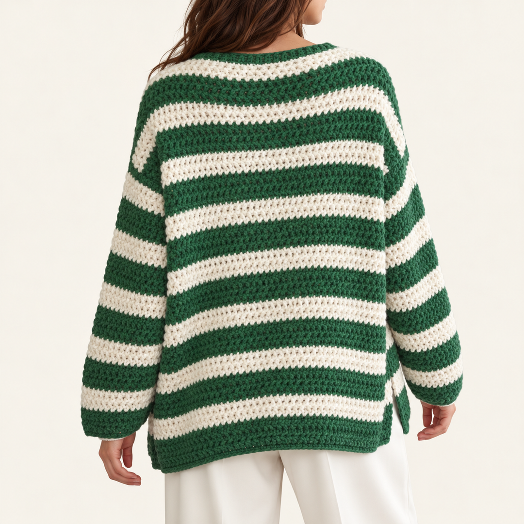Damen Oversized Pullover mit Streifenmuster | Weicher Strickpullover mit lockerem Schnitt für Herbst, Winter und Freizeit