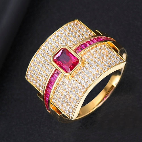 Anello donna a fascia | Design di lusso | Zirconia cubica | Anello di fidanzamento e da dichiarazione
