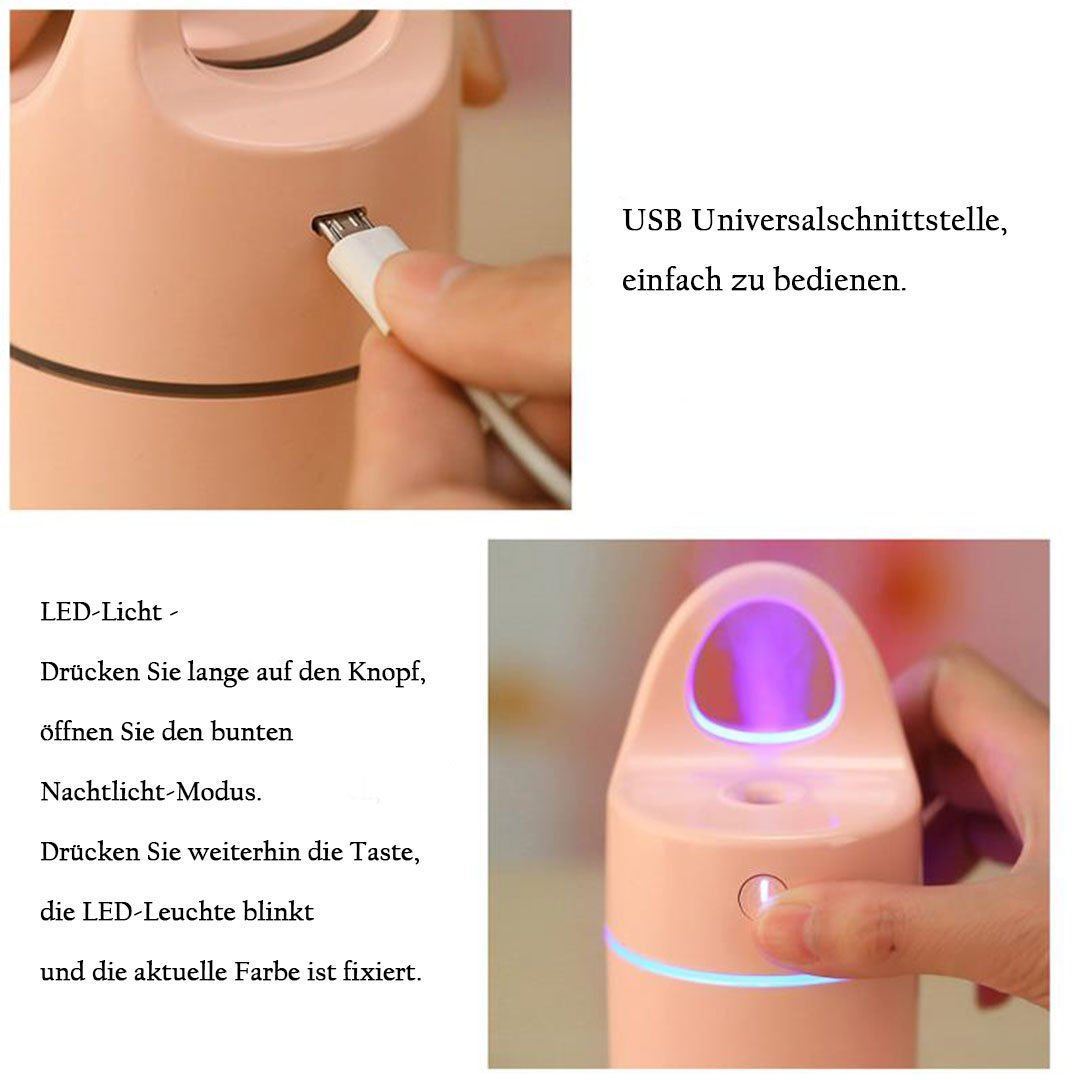 USB-Luftbefeuchter | Kompakter Aroma-Diffusor mit 175-ml-Tank, LED-Nachtlicht und Abschaltautomatik
