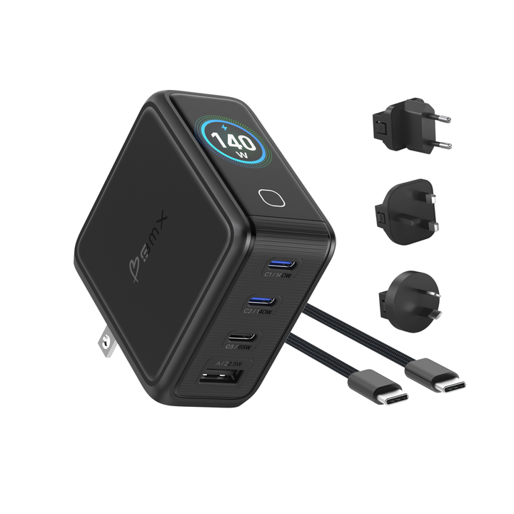 140W GaN Ladegerät | USB-C Laptop-Ladegerät mit 4 Anschlüssen &amp; LCD