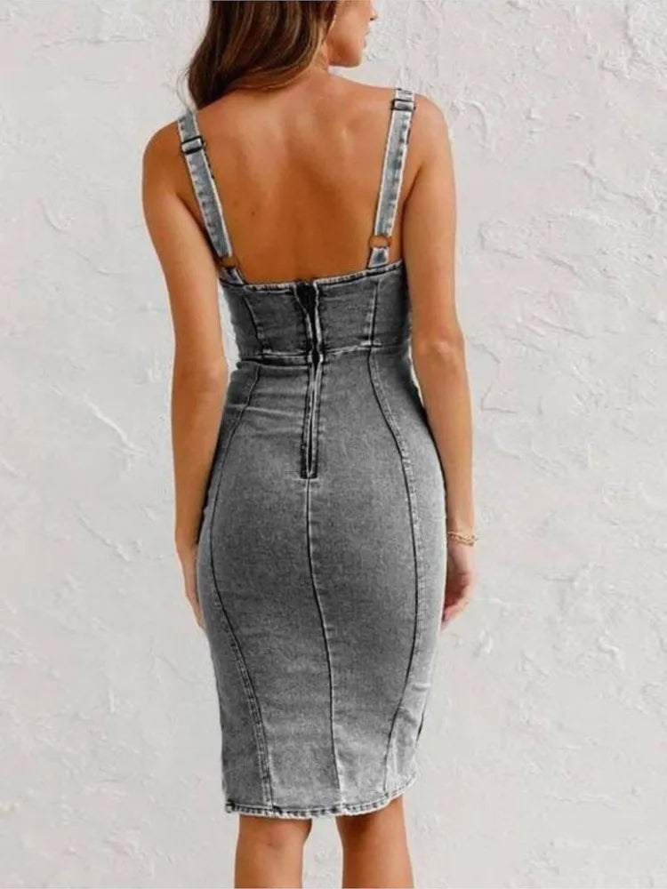 Gabi - Vestito in denim con spalline regolabili