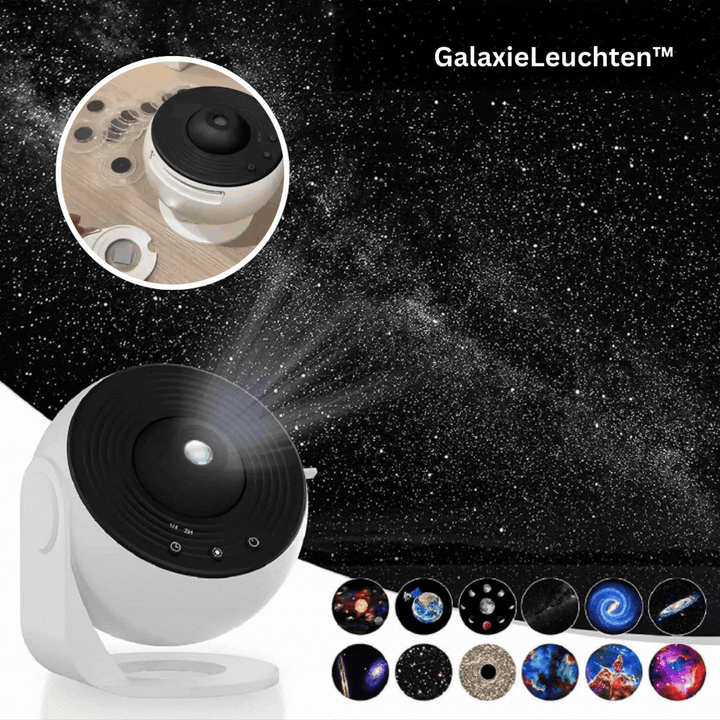 GalaxieLeuchten projektor nočnej oblohy s 13 HD motívmi | tichá galaxia lampa a ambientné svetlo | nastaviteľné zaostrenie, časovač, USB 5V™ projektor nočnej oblohy