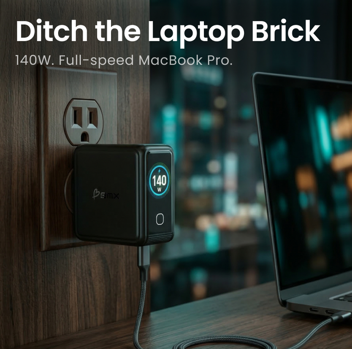 140W GaN Ladegerät | USB-C Laptop-Ladegerät mit 4 Anschlüssen &amp; LCD