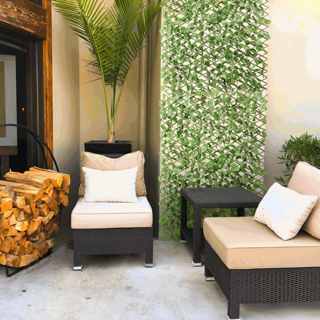 Ausziehbarer Weidenzaun mit Kunsthecke | Sichtschutz für Garten &amp; Terrasse | Natürliche Privatsphäre ohne Pflegeaufwand