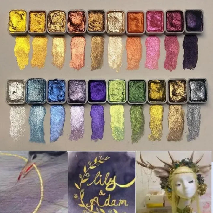 Perlglanz-Pigmentpulver Set mit 10–20 Farben | Mineralische Glanzpigmente für Kunst &amp; Aquarell | Intensive Schimmer-Effekte, mischbar &amp; langlebig