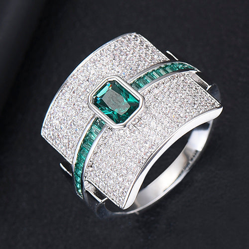 Anello donna a fascia | Design di lusso | Zirconia cubica | Anello di fidanzamento e da dichiarazione
