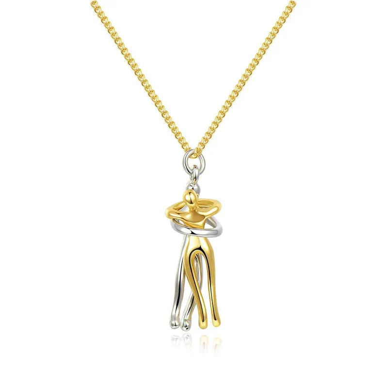 Hug heart pendant necklace | Stainless steel chain with brass pendant | Symbol of love &amp; connection | Gift idea