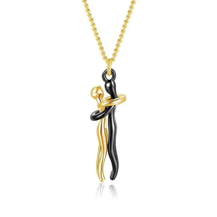Hug heart pendant necklace | Stainless steel chain with brass pendant | Symbol of love &amp; connection | Gift idea