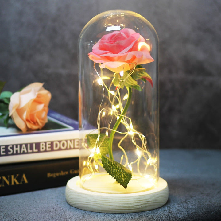 Rose éternelle artificielle avec lumière LED