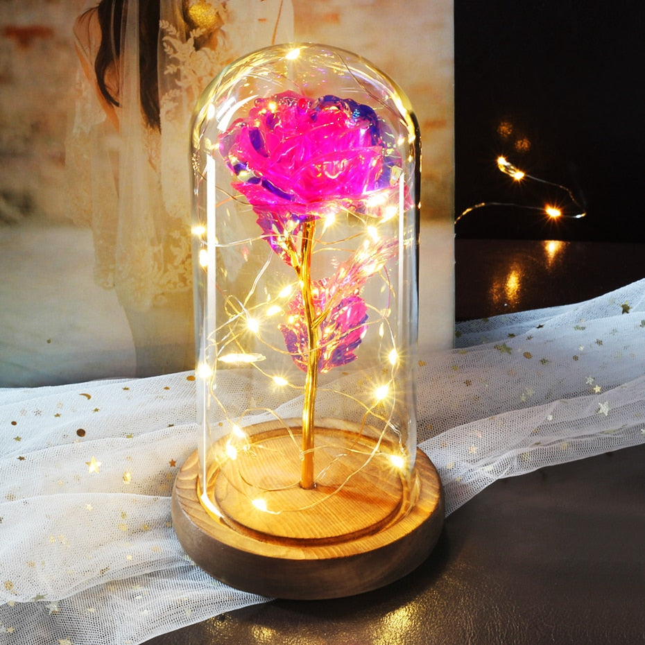 Rose éternelle artificielle avec lumière LED