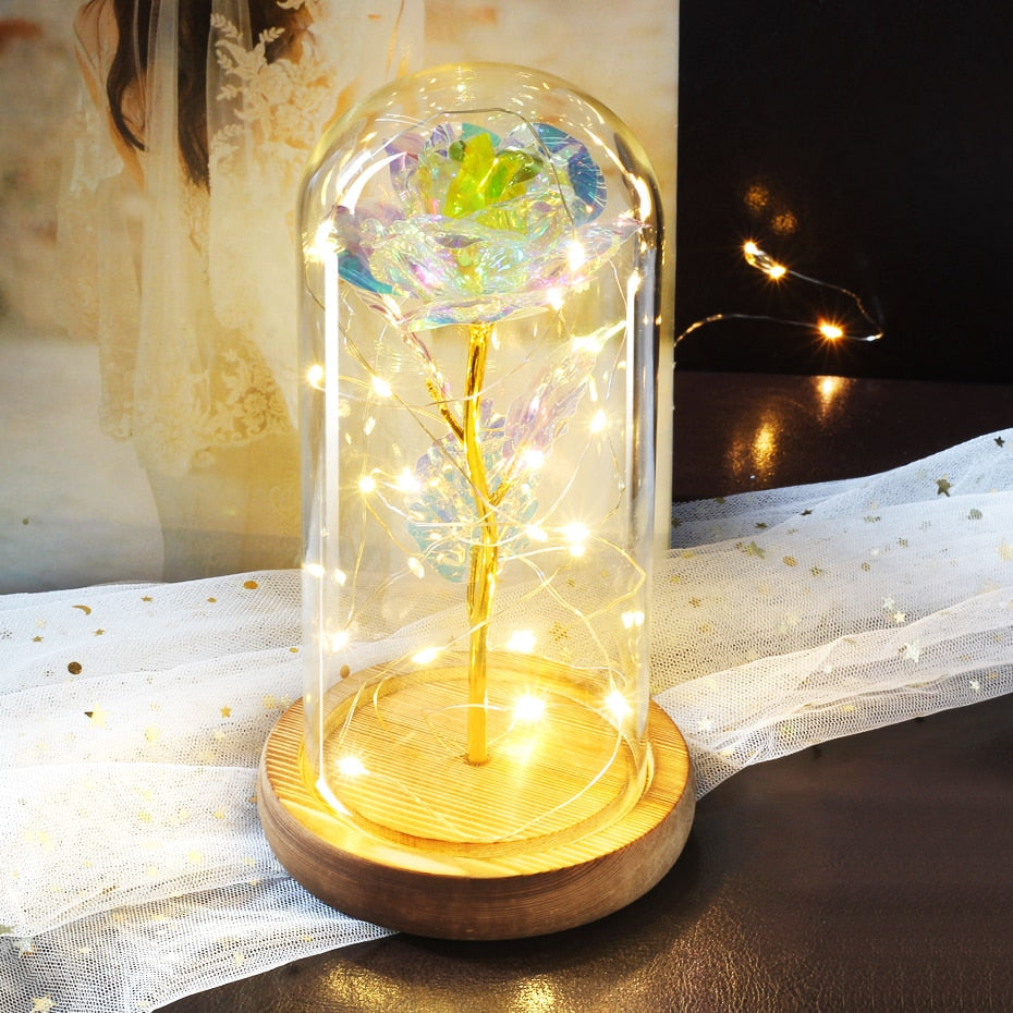 Rose éternelle artificielle avec lumière LED