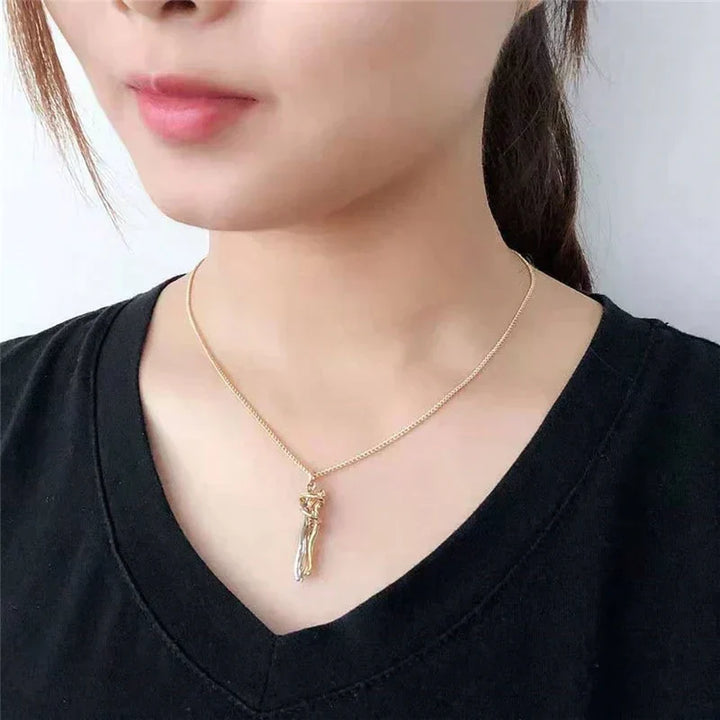 Hug heart pendant necklace | Stainless steel chain with brass pendant | Symbol of love &amp; connection | Gift idea