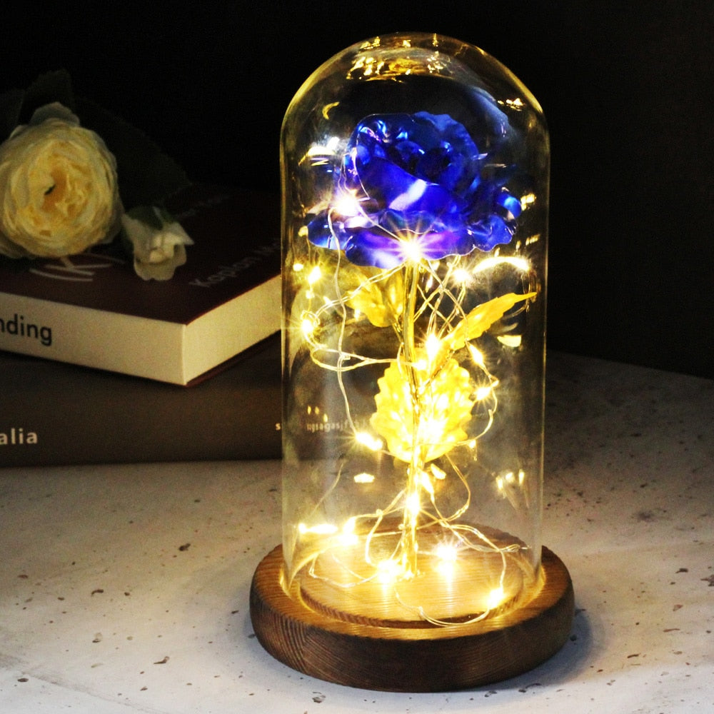 Rose éternelle artificielle avec lumière LED