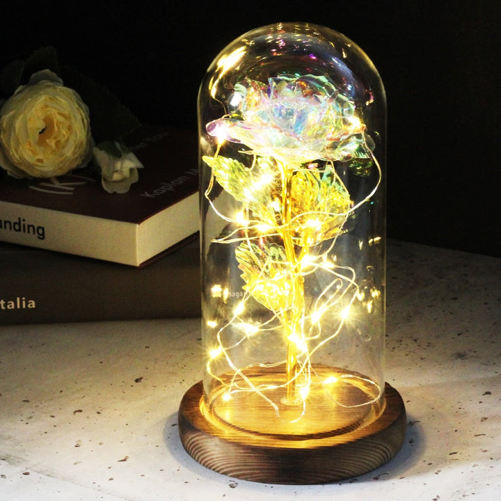 Rose éternelle artificielle avec lumière LED