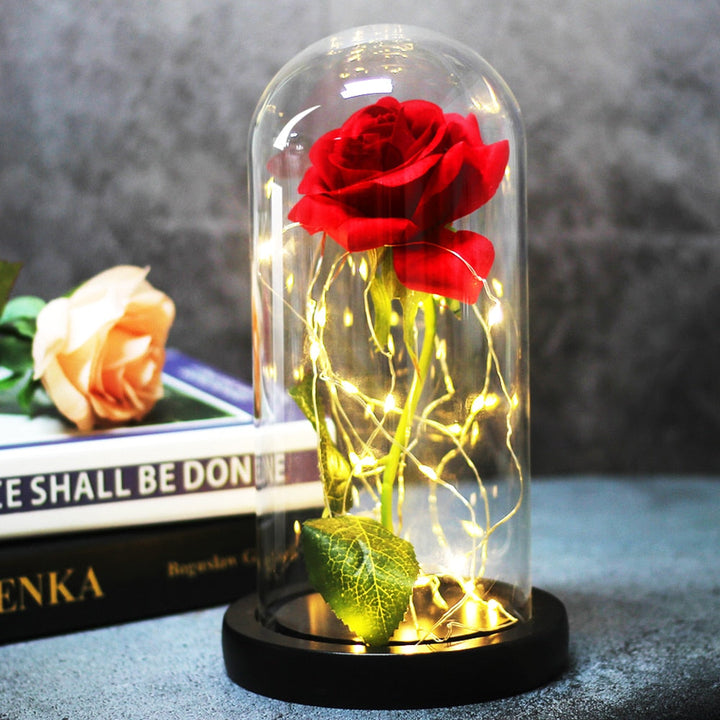 Rose éternelle artificielle avec lumière LED