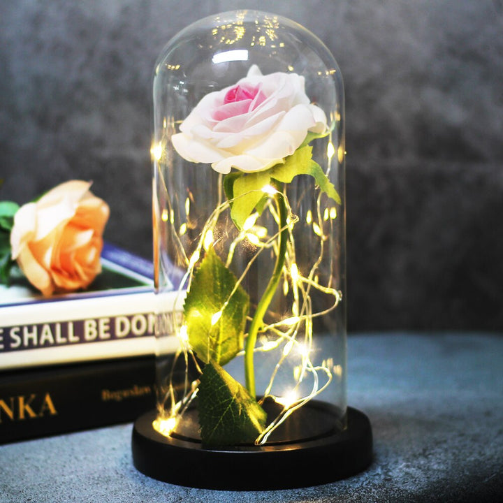 Rose éternelle artificielle avec lumière LED