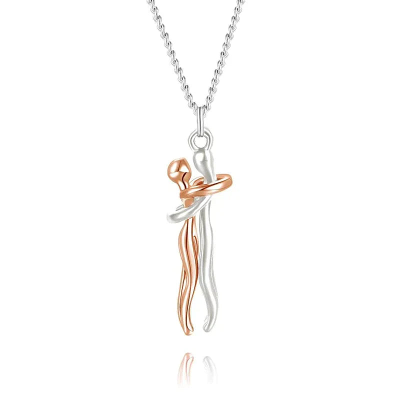 Hug heart pendant necklace | Stainless steel chain with brass pendant | Symbol of love &amp; connection | Gift idea