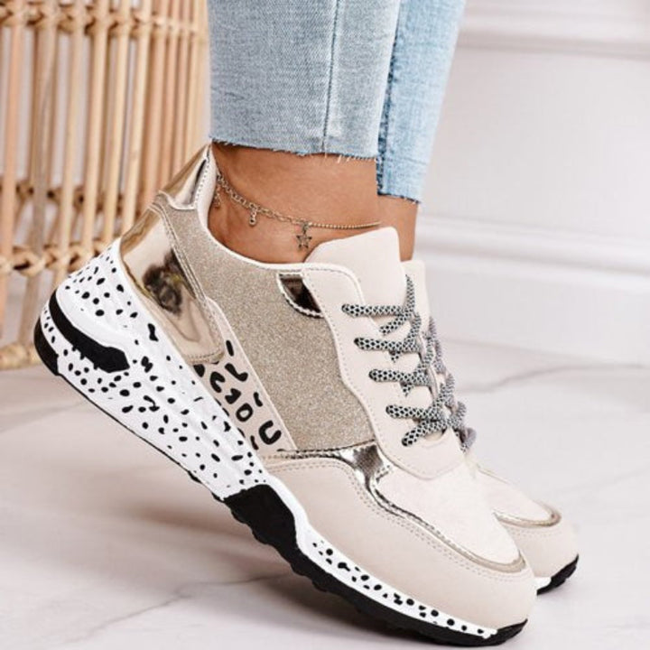 Women’s orthopedic sneakers with cushioning &amp; insole | Non-slip rubber sole | Gold/Silver | Esme