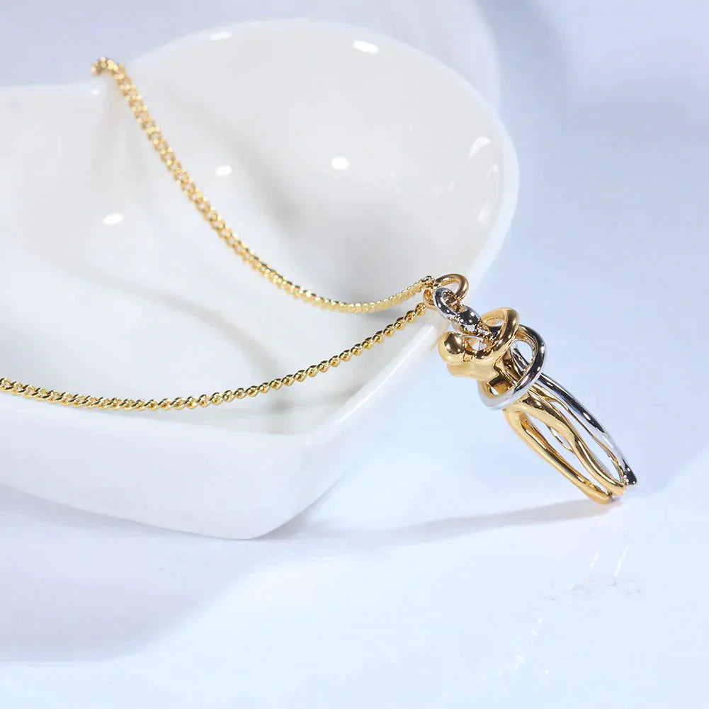 Hug heart pendant necklace | Stainless steel chain with brass pendant | Symbol of love &amp; connection | Gift idea
